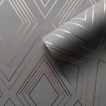 Alea Charcoal & Rose Heavyweight Embossed Vinyl Wallpaper by Muriva Couture 703042