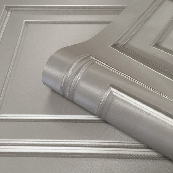Amara Wood Panel Wallpaper Silver by Belgravia Decor GB 7374