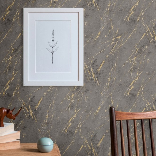Arts Marble Texture Gold / Black Wallpaper by AS Creation 38817-5