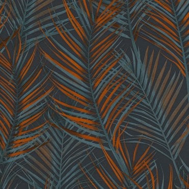 AS Creation Pattern | Attractive 2 Palm Leaves Wallpaper Black 39038-6 | innova