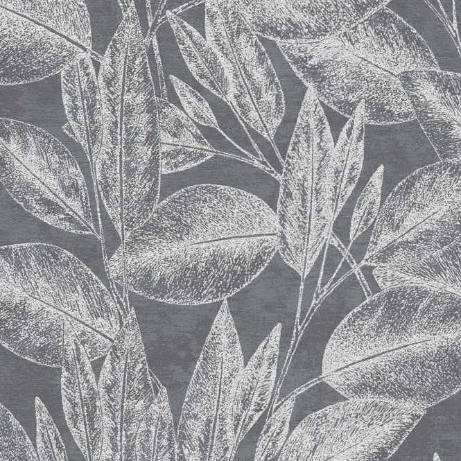 Attractive Leaves Black Metallic Wallpaper by Innova AS Creation 37836-4
