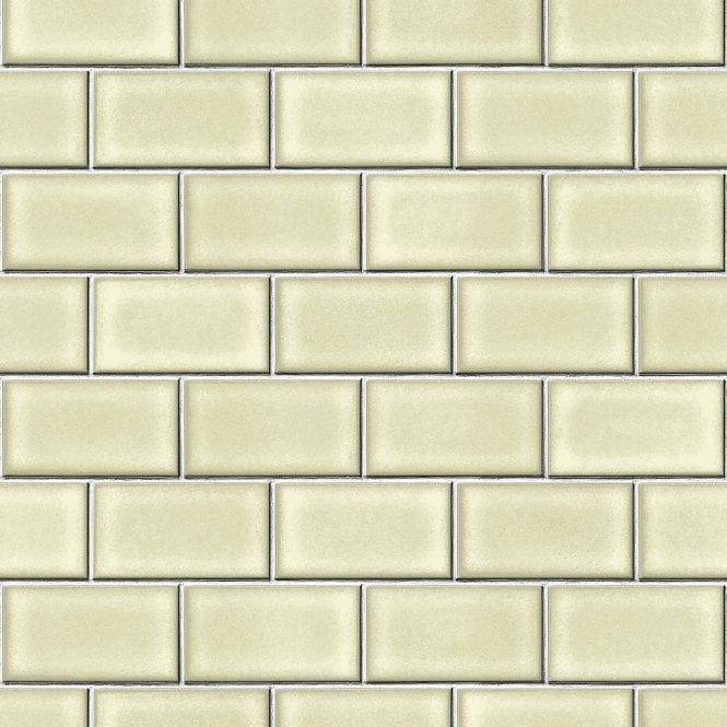 Beaux Arts 2 Subway Tile Effect Green Wallpaper by design id BA220103