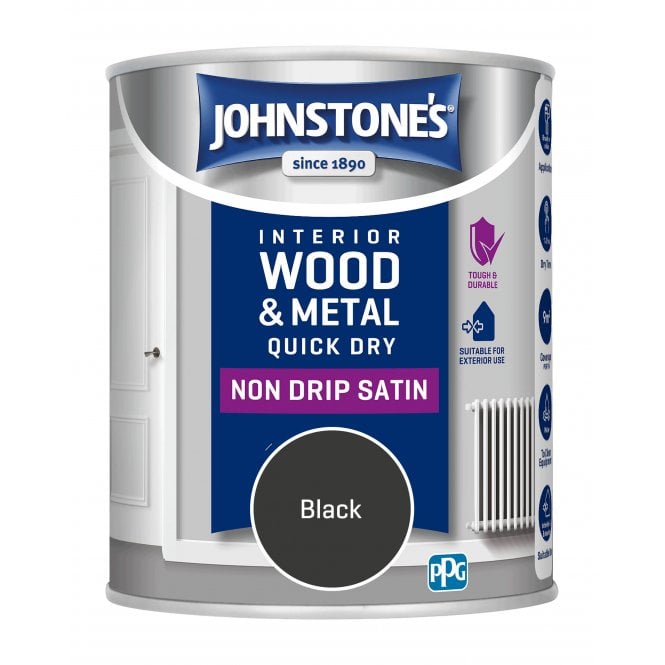 Black Quick Dry Satin - Johnstones Interior Wood & Metal Paint