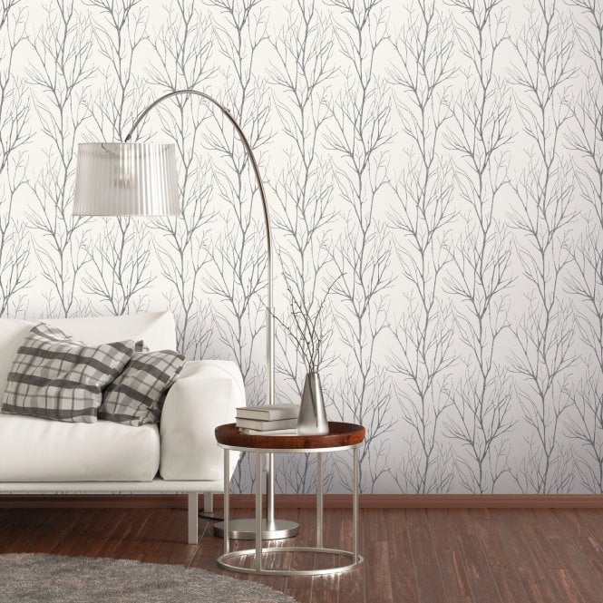 Blooming Enchanted Trees Wallpaper Black / White by AS Creation 37260-4