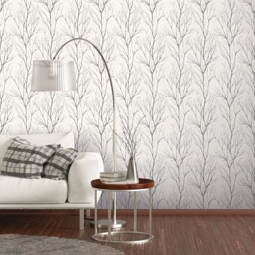 AS Creation Room | Attractive 2 / Blooming Enchanted Trees Wallpaper Black / White 37260-4 | innova