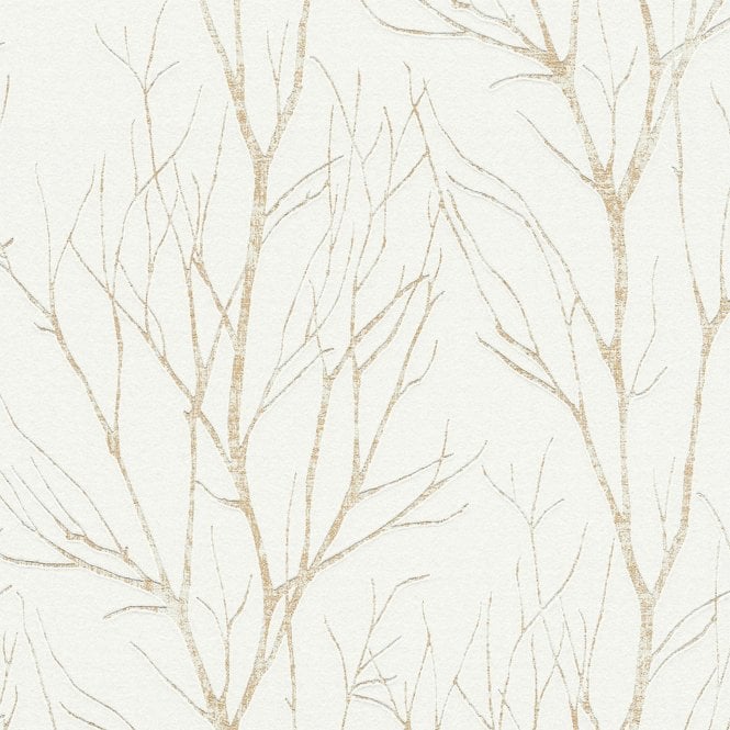 Blooming Enchanted Trees Wallpaper Gold / White by AS Creation 37260-3