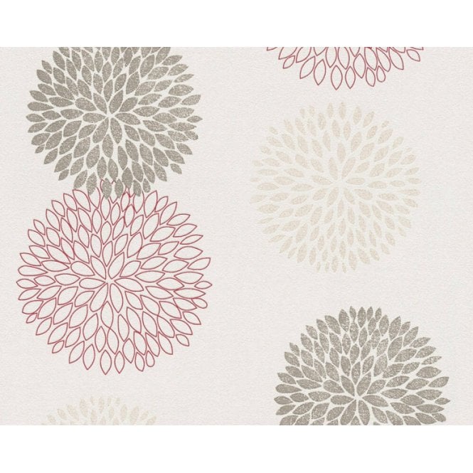 Blooming Motif Red / White Wallpaper by AS Creation 37264-4
