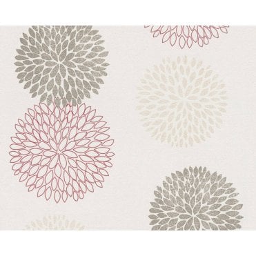 AS Creation Room | Blooming Motif Red White Wallpaper | 37264-4