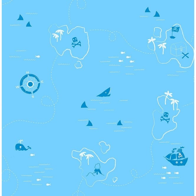 Blue Treasure Map Wallpaper by Fun4Walls FD40278