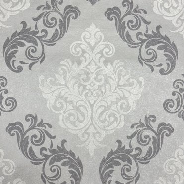 Boutique Elegance Damask Silver Wallpaper by Graham & Brown 33-404