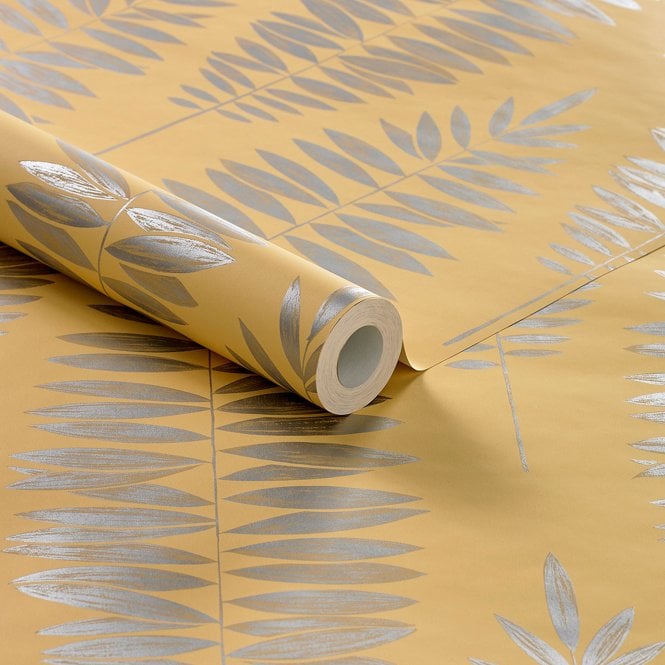 Boutique Lucia Yellow Wallpaper by Graham & Brown 104144