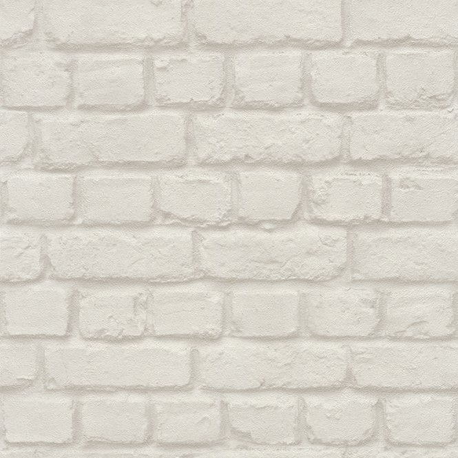 Brick Wall Effect Wallpaper in White by Rasch 226706