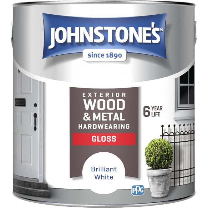 Brilliant White Exterior Hardwearing Gloss - Johnstones Exterior Wood & Metal Paint