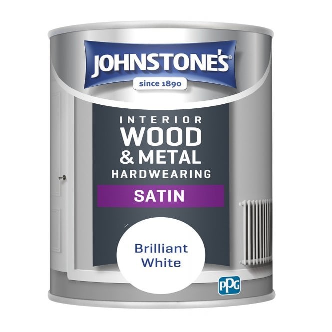 Brilliant White Satin - Johnstones Hardwearing Interior Wood & Metal Paint