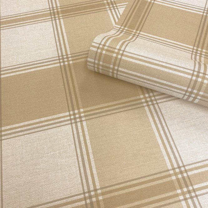 Carmella Check Wallpaper Cream / Sand by Belgravia Decor GB 7158