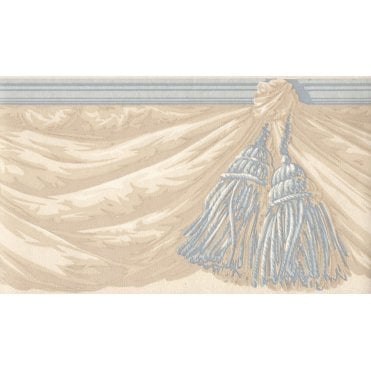 Chateau Swags & Tails Beige / Blue 10 Metre Border by Coloroll 210634