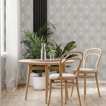 Chicago Geo - Grey / Silver Wallpaper by Superfresco Easy 122640