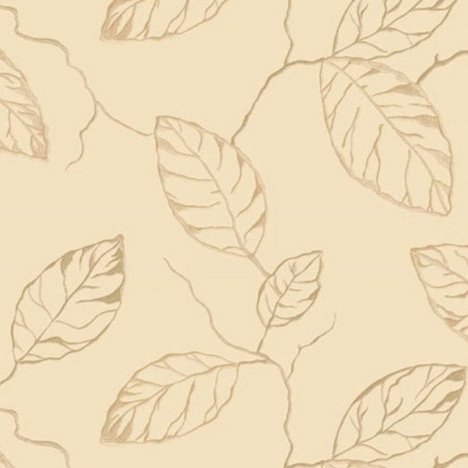 Clear Spirit Beige / Gold Leaf Trail Wallpaper by Wall Fashion GranDeco CSA-006-05-9