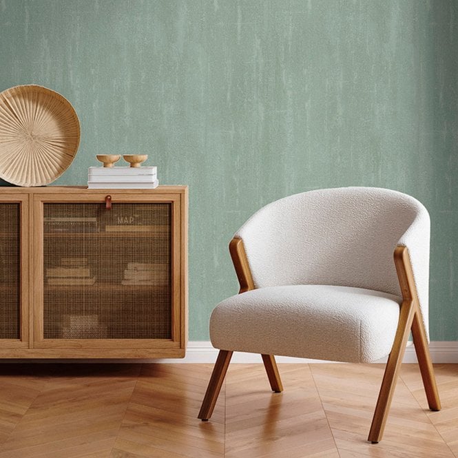 Concrete Plain Green Wallpaper by WALL ID from Grandeco A22311