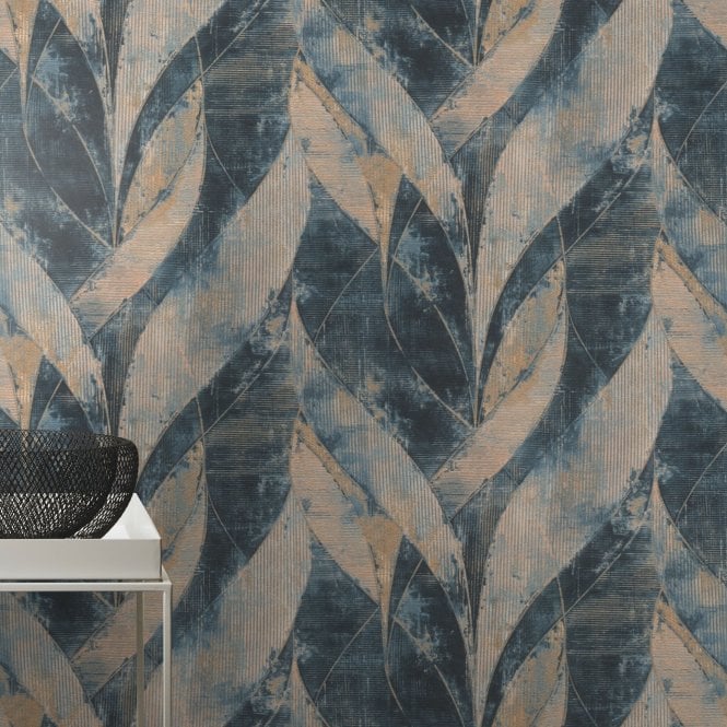 Concrete Shimmer Braided Wallpaper Navy by Rasch 520064