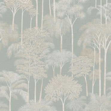 Cube II Palm Wallpaper Blue / Cream by AS Creation 79162-2