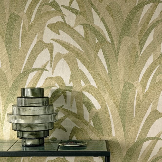 Cumaru Tropical Palm Green Wallpaper by Grandeco Boutique CU3010