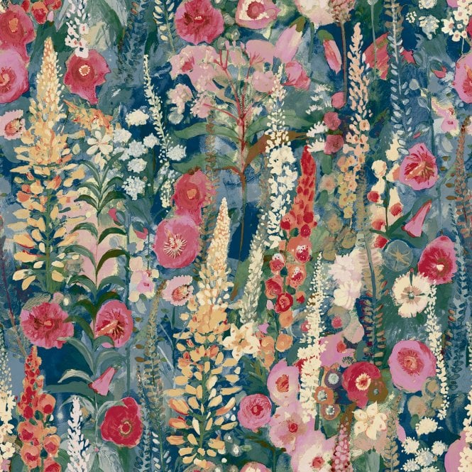 Delphinium Forest Watercolour Wallpaper Blue / Pink by Grandeco Life A74602