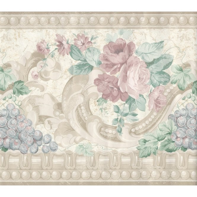Designs with Damask Traditional Beige Wide Border by Fine Decor 519348