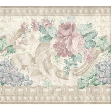 Designs with Damask Traditional Beige Wide Border by Fine Decor 519348