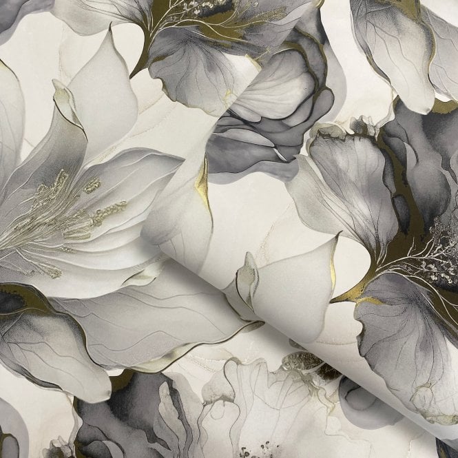 Elysian Floral Black / Gold Wallpaper by Muriva 212502