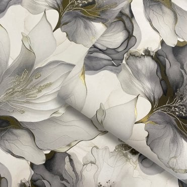 Elysian Floral Black / Gold Wallpaper by Muriva 212502