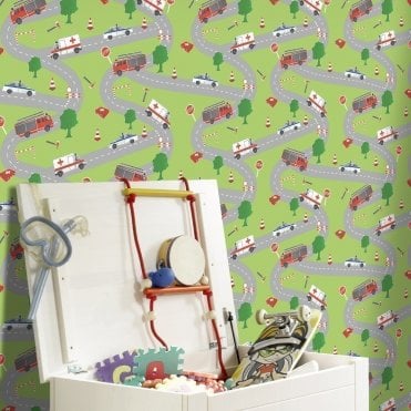 Emergency Services Playground Wallpaper by Rasch Pattern 260754 Room