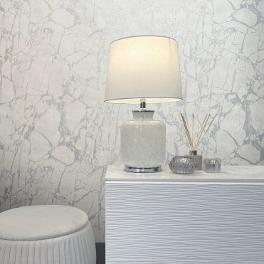 Rasch Lifestyle | Enzo Marble Wallpaper White / Silver 538144 | The Design Library Vasari