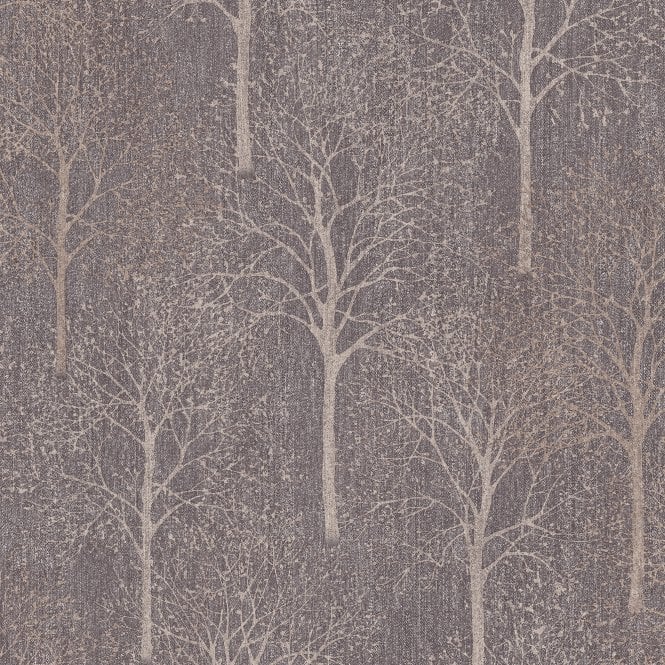 Fabric Tree Aubergine and Rose Wallpaper by Royal House from Grandeco A43804