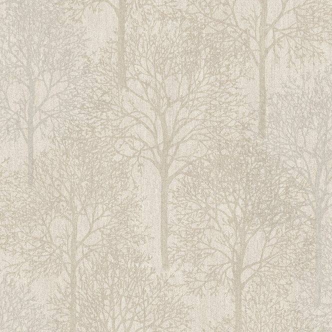 Fabric Tree Taupe Wallpaper by Royal House from Grandeco A43802