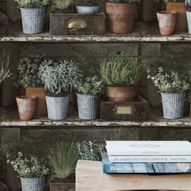 Grandeco Room | Facade Herb Pots Wallpaper FC3102 | Wall Fashion