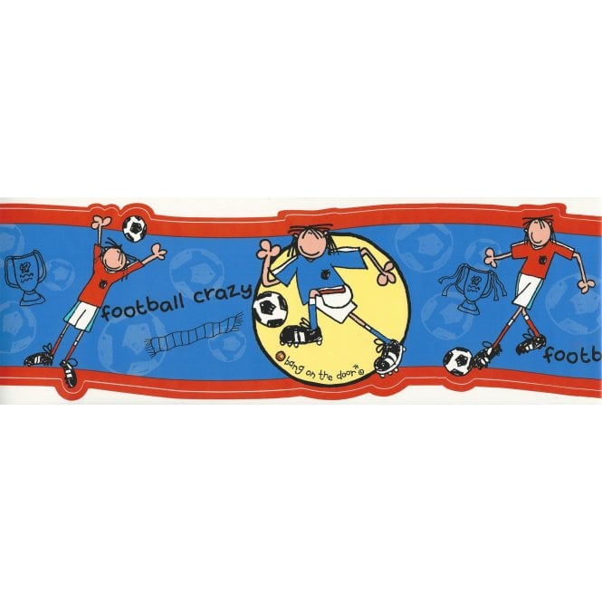 Football Crazy Blue Self Adhesive Scalloped Edge Border 61911