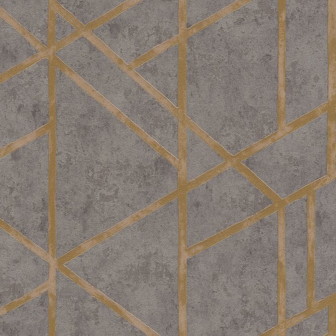 Francesca Charcoal & Gold Heavyweight Sculptured Vinyl Wallpaper by AS Creations 36928-1