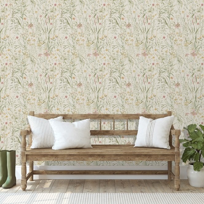Free Flower Watercolour Wallpaper Neutral by Grandeco Life A74501