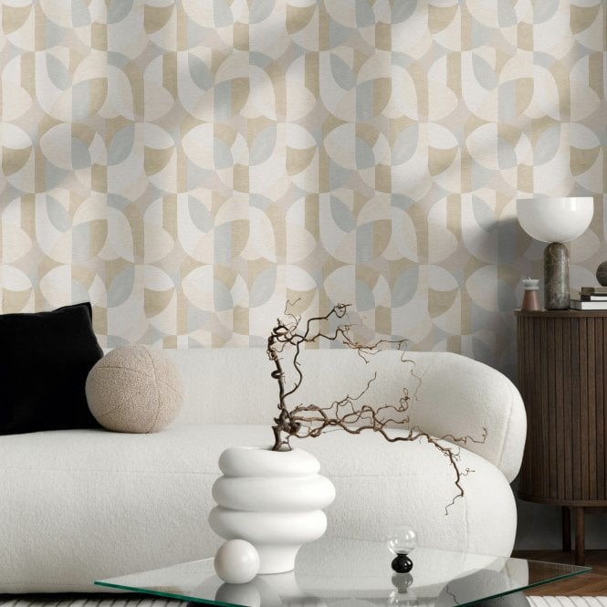 French Affair Retro Geo Beige Grey Mix Wallpaper by AS Creation 39932-4