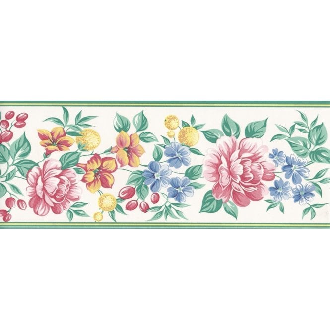 Fruits and Flowers Multicoloured Cushioned Vinyl Border by Fine Decor B1232
