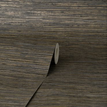 Crown Wallcoverings Roll | Fusion Grasscloth Plain Texture Wallpaper Charcoal M1770 | Fine Decor
