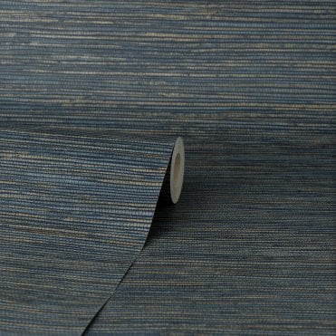 Crown Wallcoverings Roll | Fusion Grasscloth Plain Texture Wallpaper Navy M1769 | Fine Decor