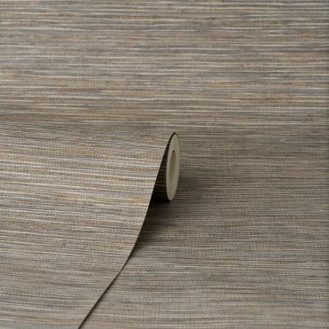 Crown Wallcoverings Roll | Fusion Grasscloth Plain Texture Wallpaper Stone Grey M1767 | Fine Decor