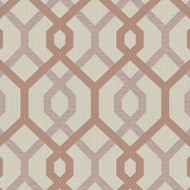 Geo Shimmer Trellis Wallpaper Rose Gold / Gold by AS Creation 36874-2