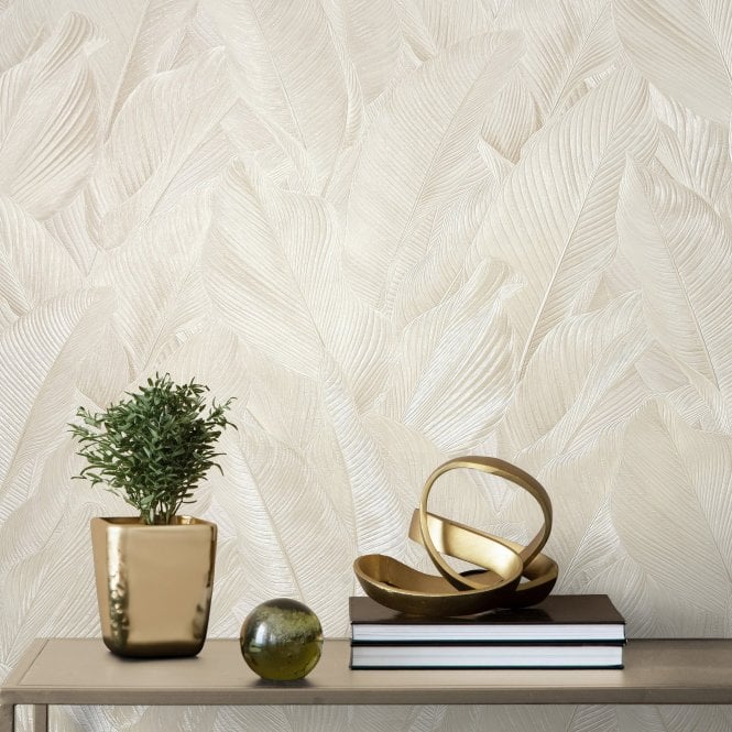 Gianni Palm Leaf Stone Wallpaper by Vymura M95686