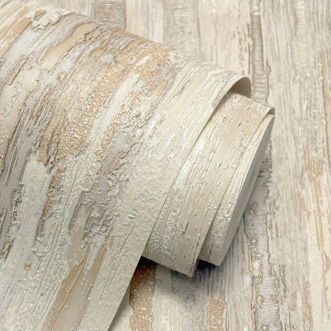Gianni Textured Plain Lustre Bark Natural Beige Wallpaper by Vymura M95698