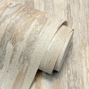 Vymura Wallcoverings Gianni Textured Plain Lustre Bark Natural Beige Wallpaper by Vymura M95698