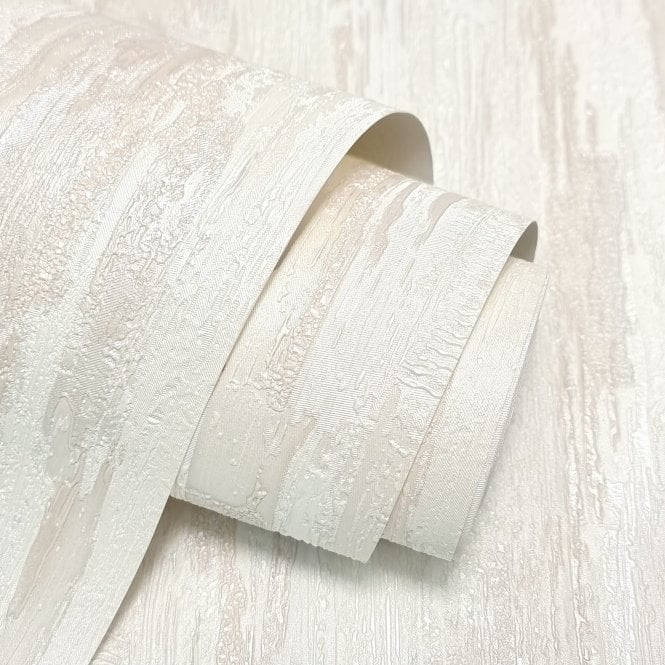 Gianni Textured Plain Lustre Bark Warm Ivory Wallpaper by Vymura M95696