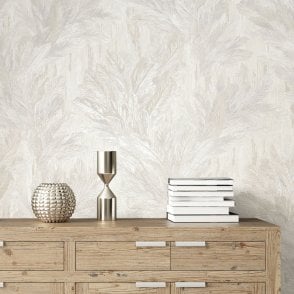 Vymura Wallcoverings Gianni Trailing Feather Warm Ivory Wallpaper by Vymura M95693